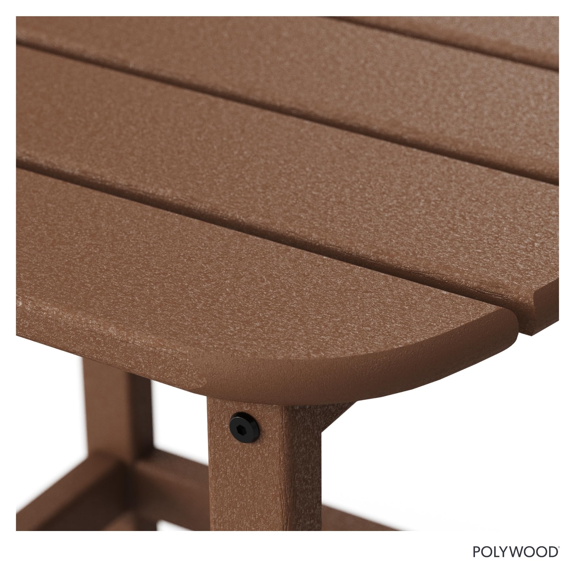 Polywood side table stain resistance demo illustrating easy cleanup and spill protection