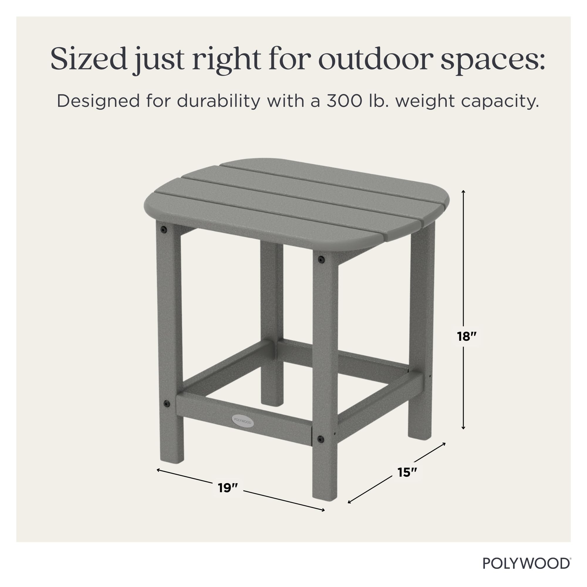POLYWOOD table placed beside Adirondack chair demonstrating coordinated pairing