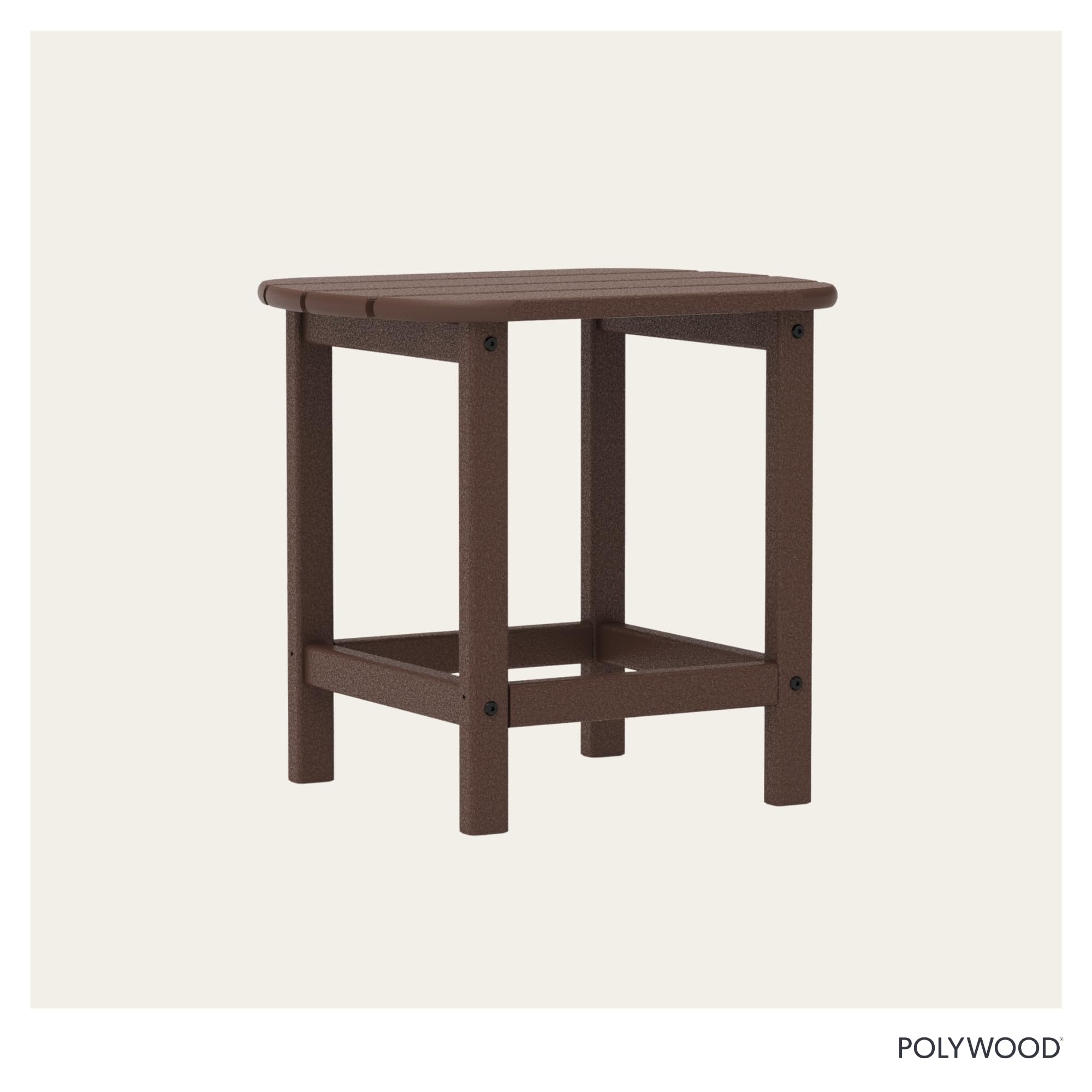 POLYWOOD table paired with Adirondack chair showing coordinated outdoor setup