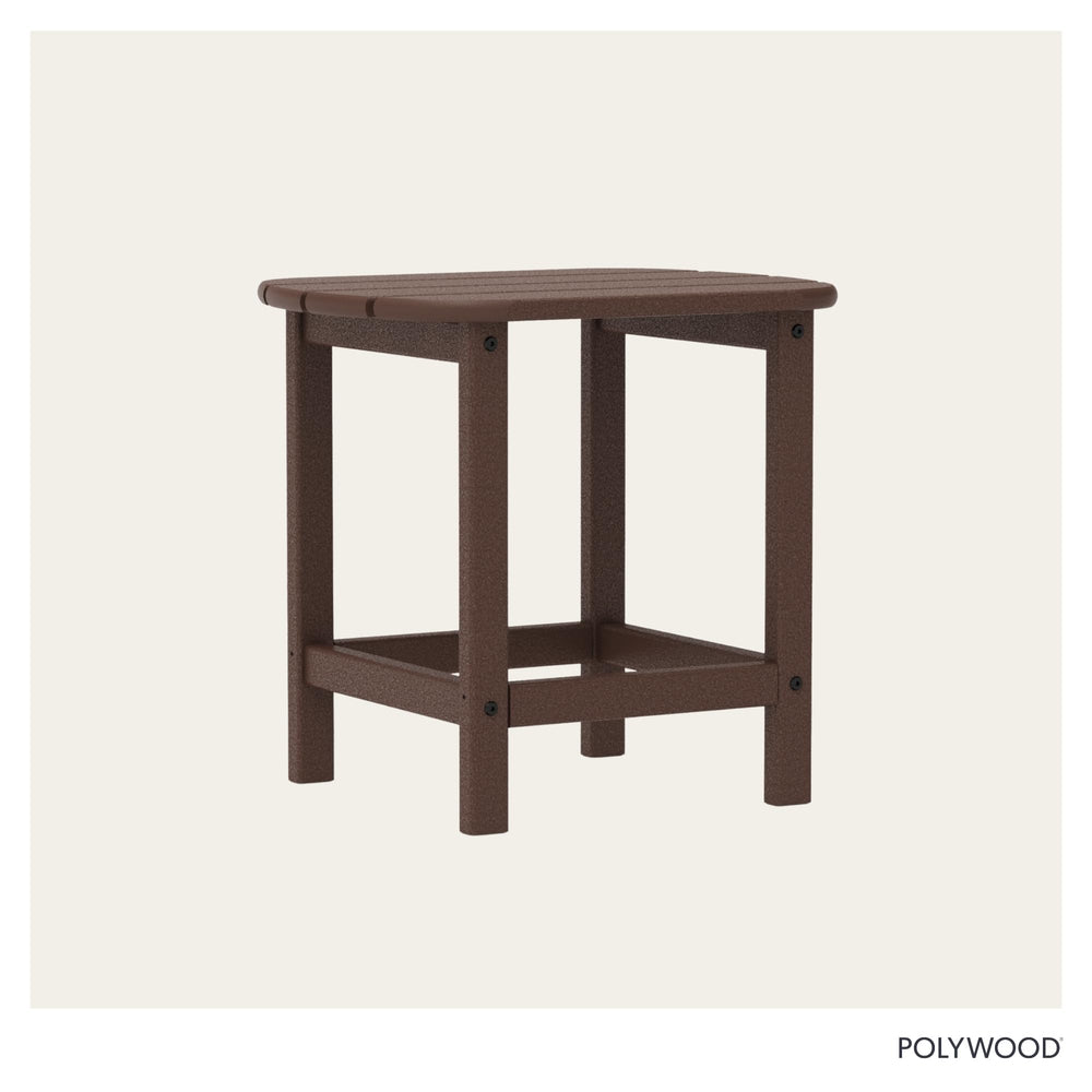 POLYWOOD table paired with Adirondack chair showing coordinated outdoor setup