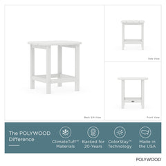 POLYWOOD side profile illustrating compact shape and stable construction for patio use