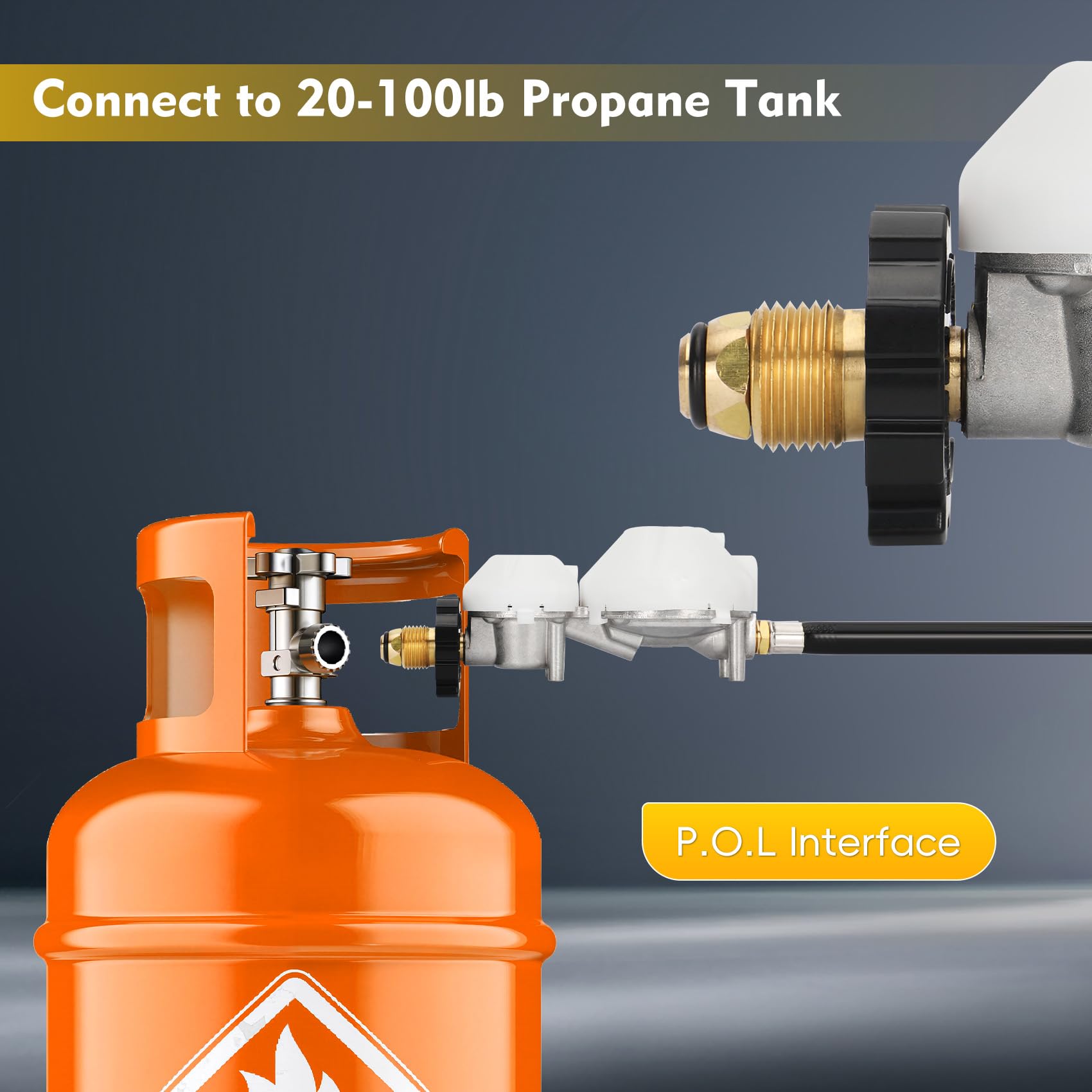 Pomeade hose connected to RV tank showing scale and secure attachment benefit