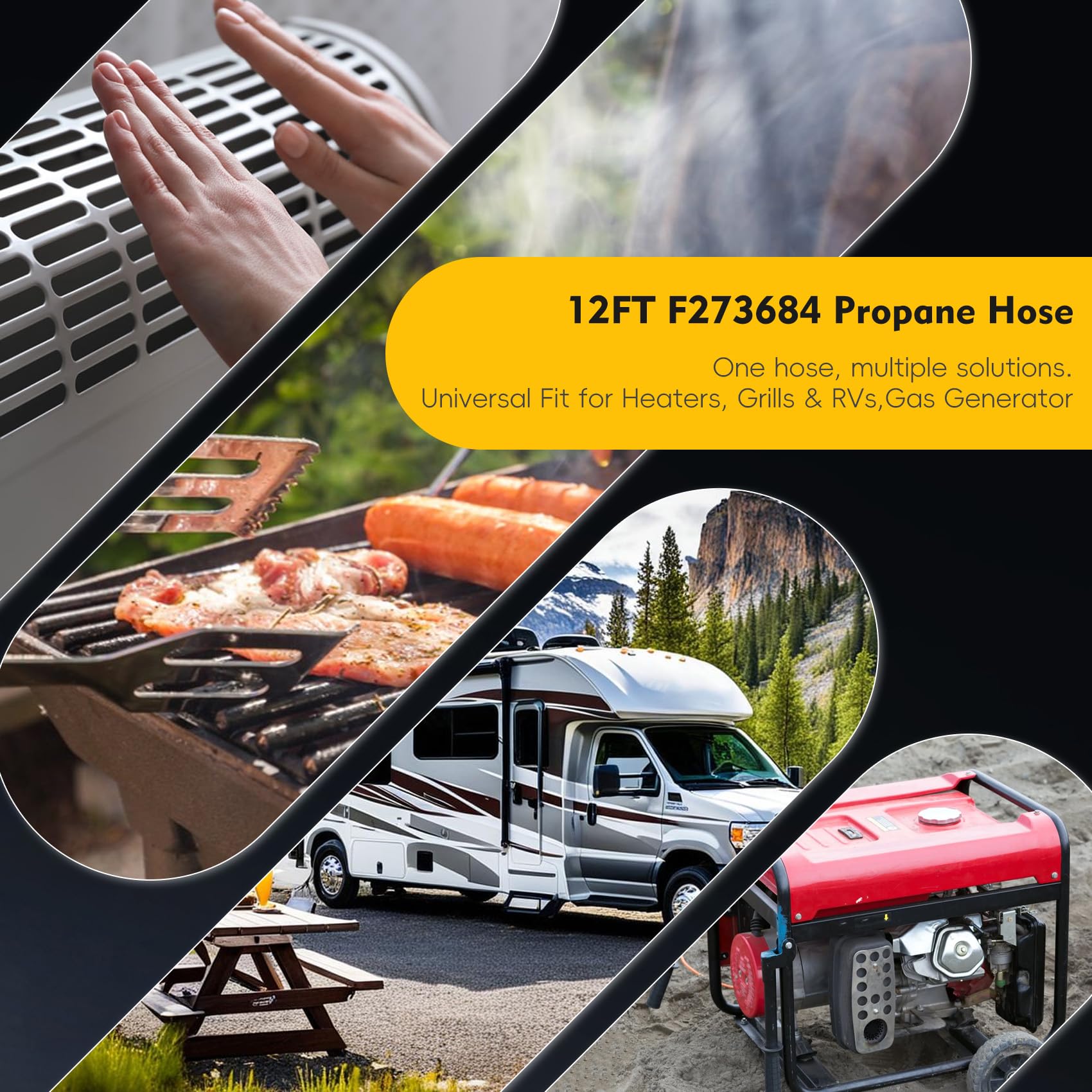 Pomeade hose used with outdoor grill illustrating easy setup and extended reach benefit