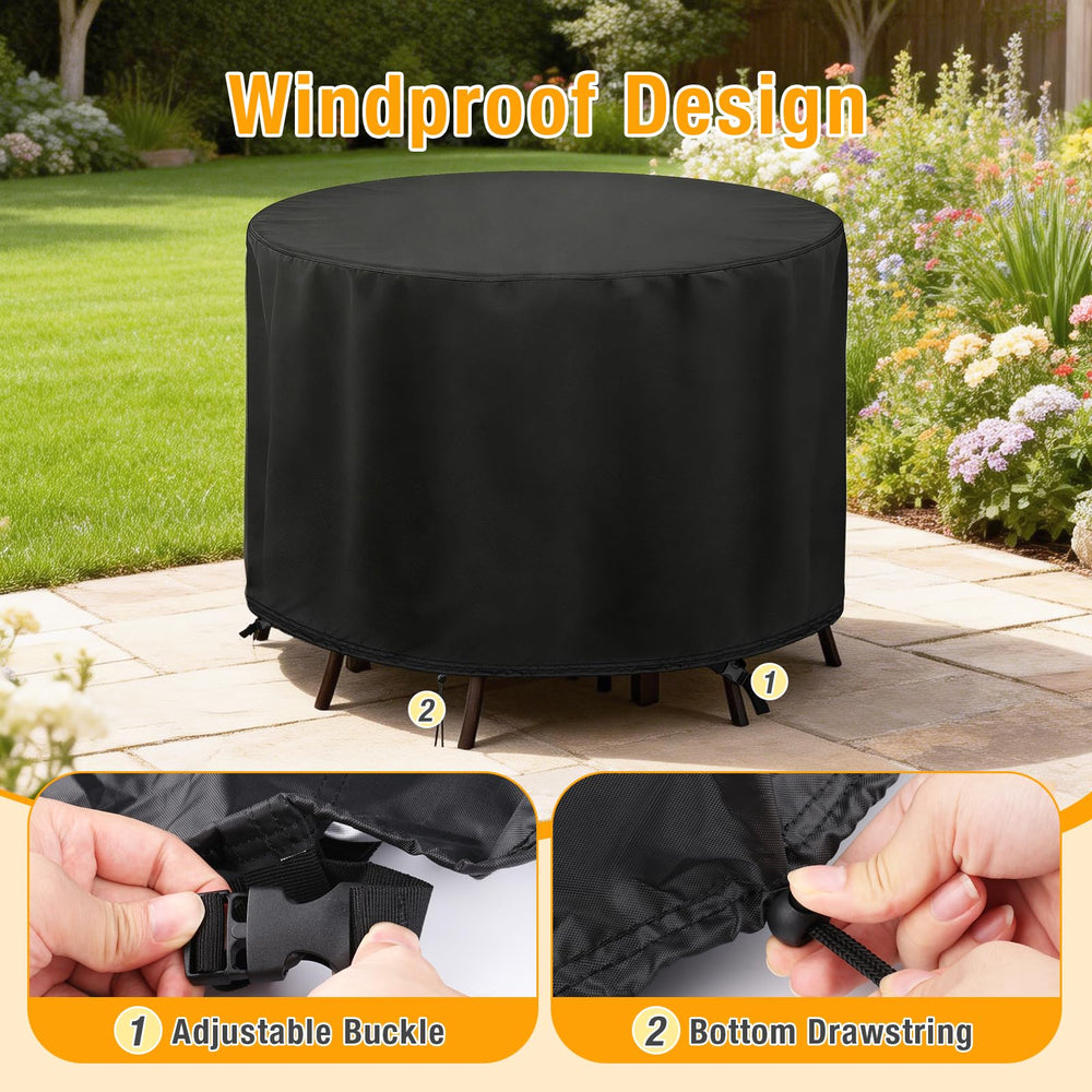 POMER side view of drawstring and click-close strap securing cover