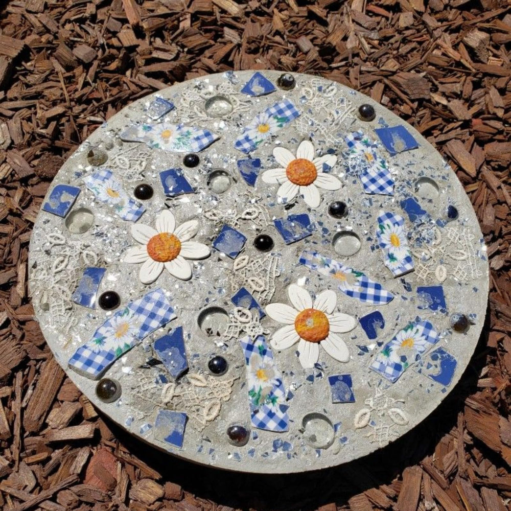 Pomeyard finished stepping stones installed along a garden path adding charm