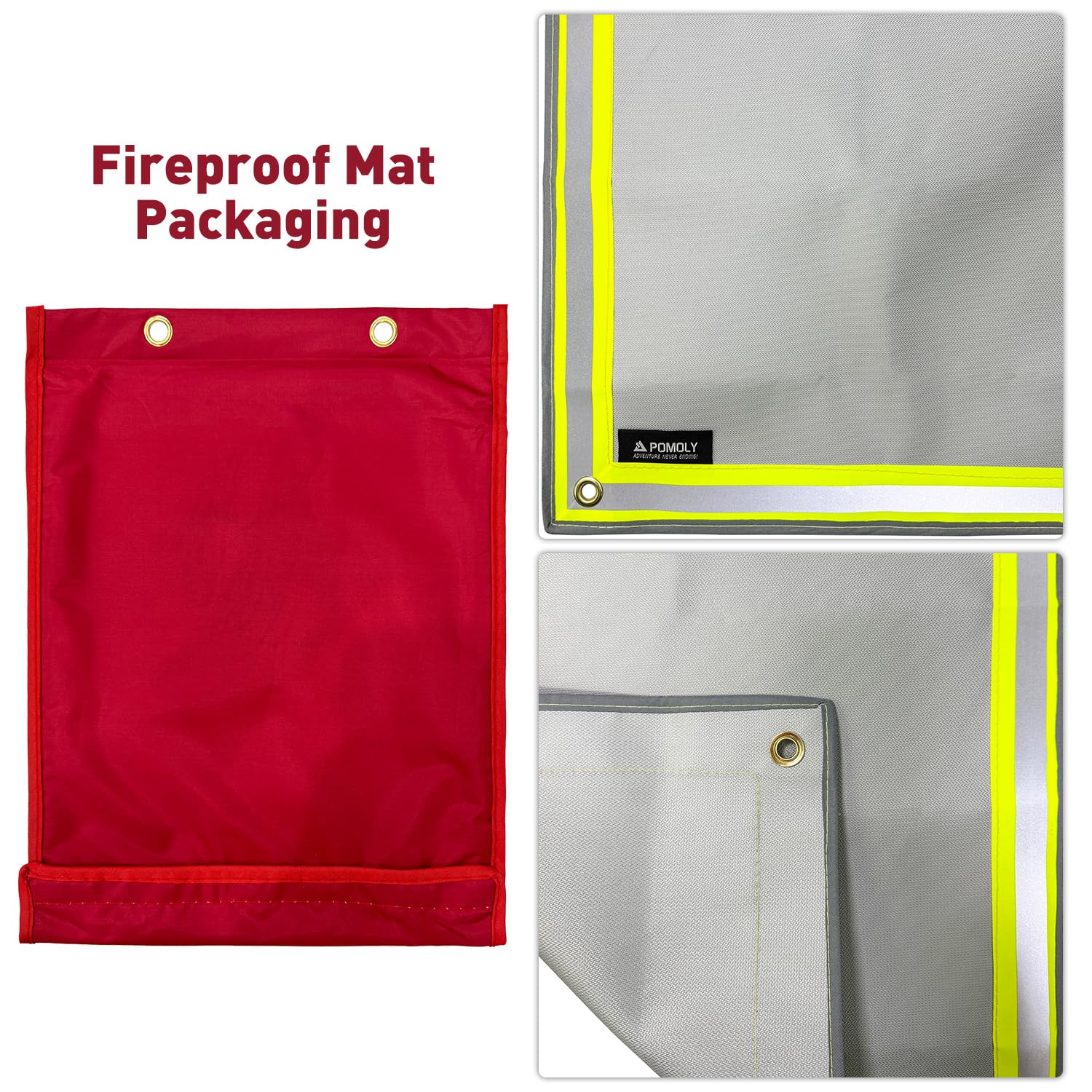 POMOLY mat in a backyard evening scene enabling safe fireside gatherings