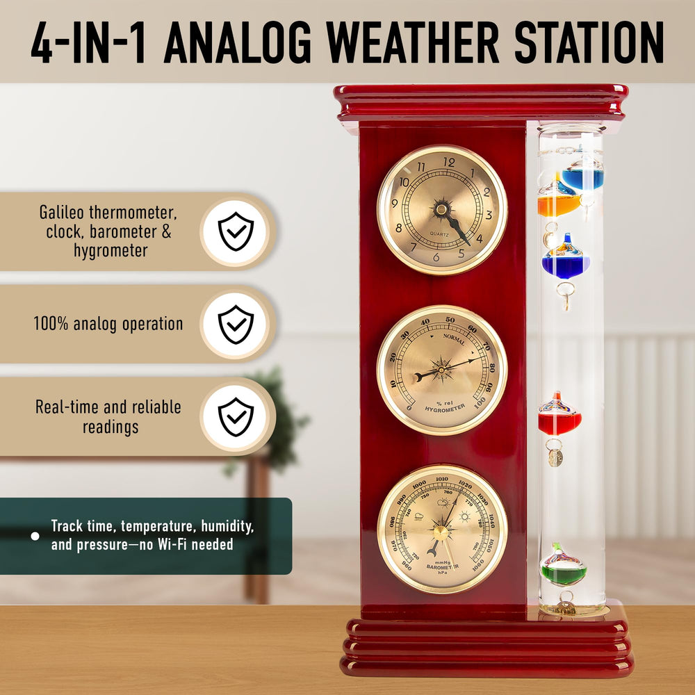 POMPOJUNGLE Galileo thermometer close-up with colorful floats for intuitive temperature display