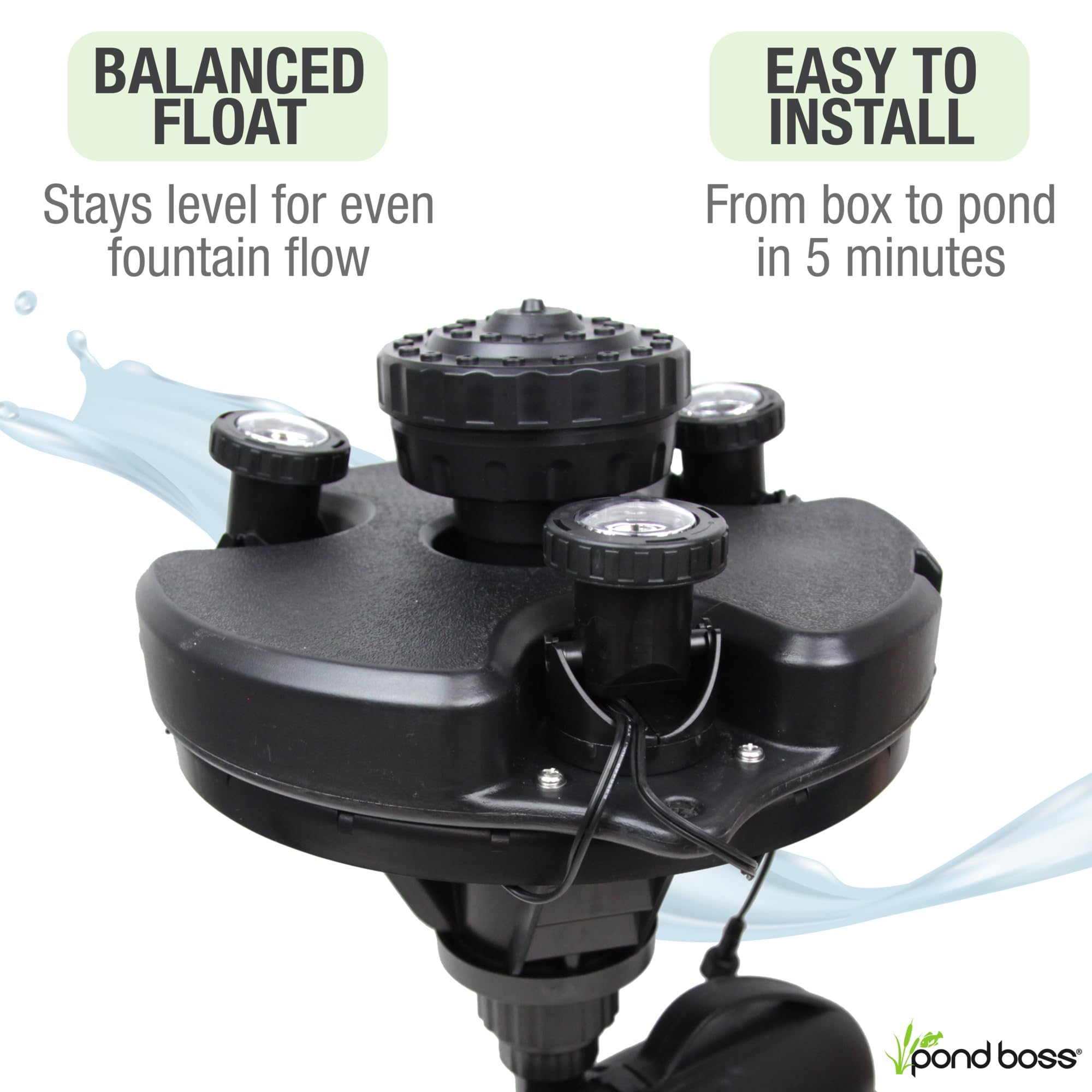 POND BOSS side profile of low-profile float demonstrating stable positioning