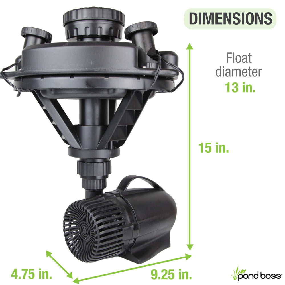 POND BOSS three interchangeable nozzle heads displayed for varied spray patterns