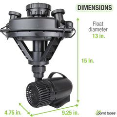 POND BOSS three interchangeable nozzle heads displayed for varied spray patterns