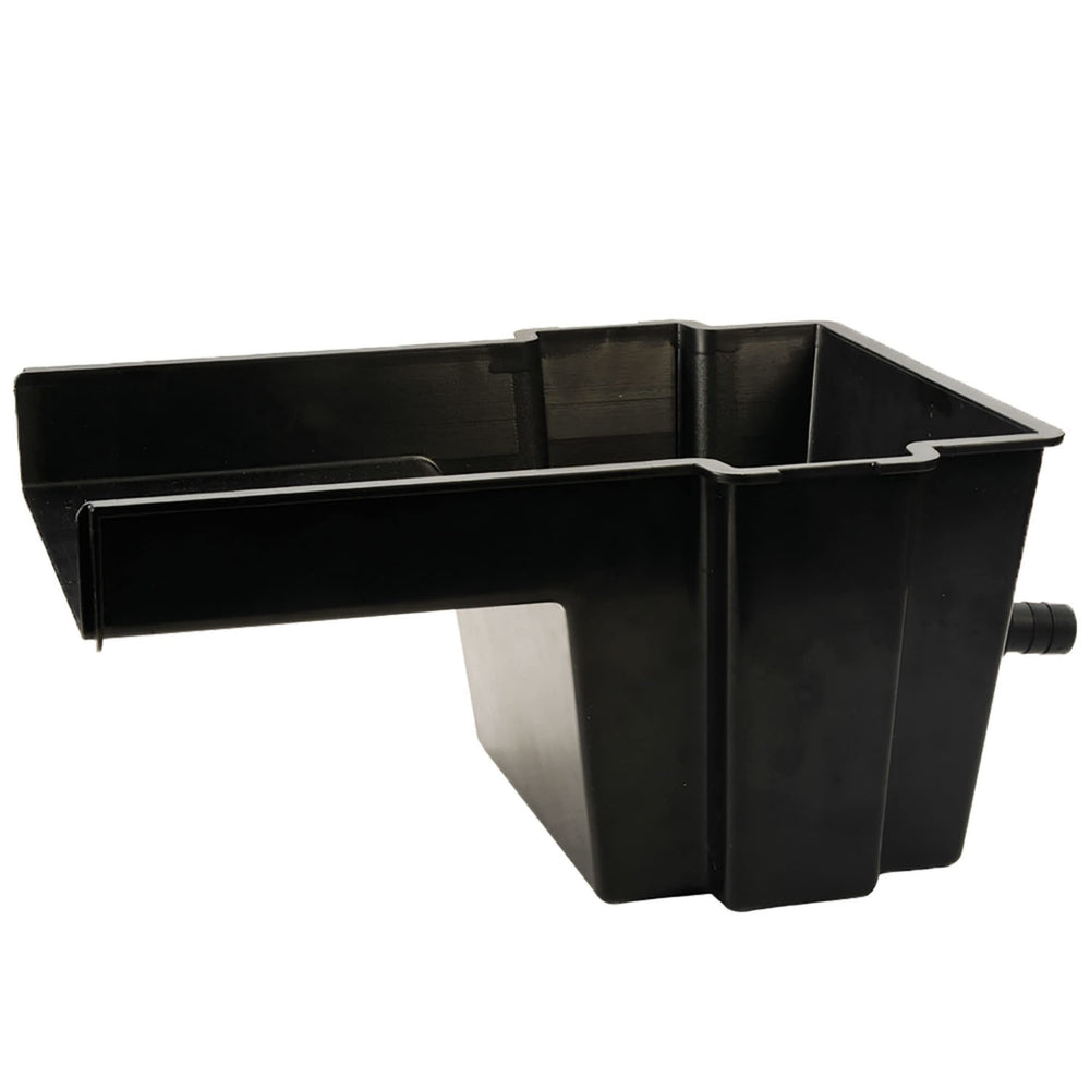 POND BOSS front view of spillway showing clean throat and even outlet for smooth flow