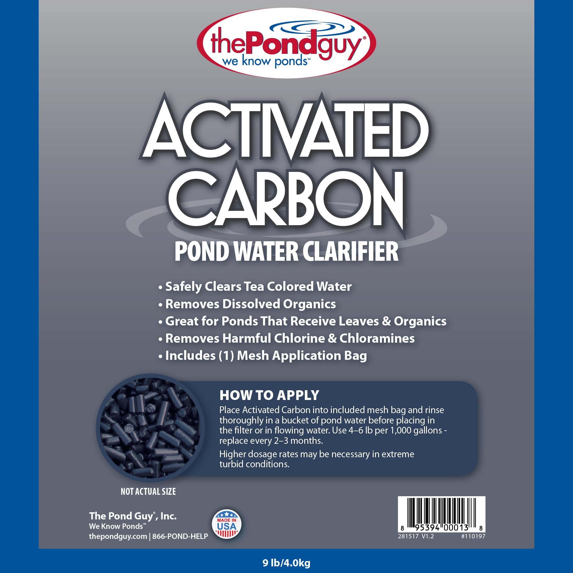 Pond Logic close-up of activated carbon pellets highlighting texture and adsorption
