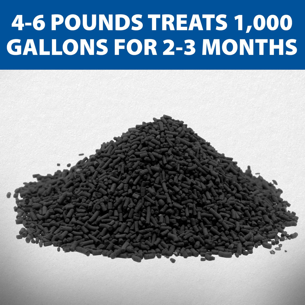 Pond Logic scale comparison showing pounds versus gallons for correct dosing