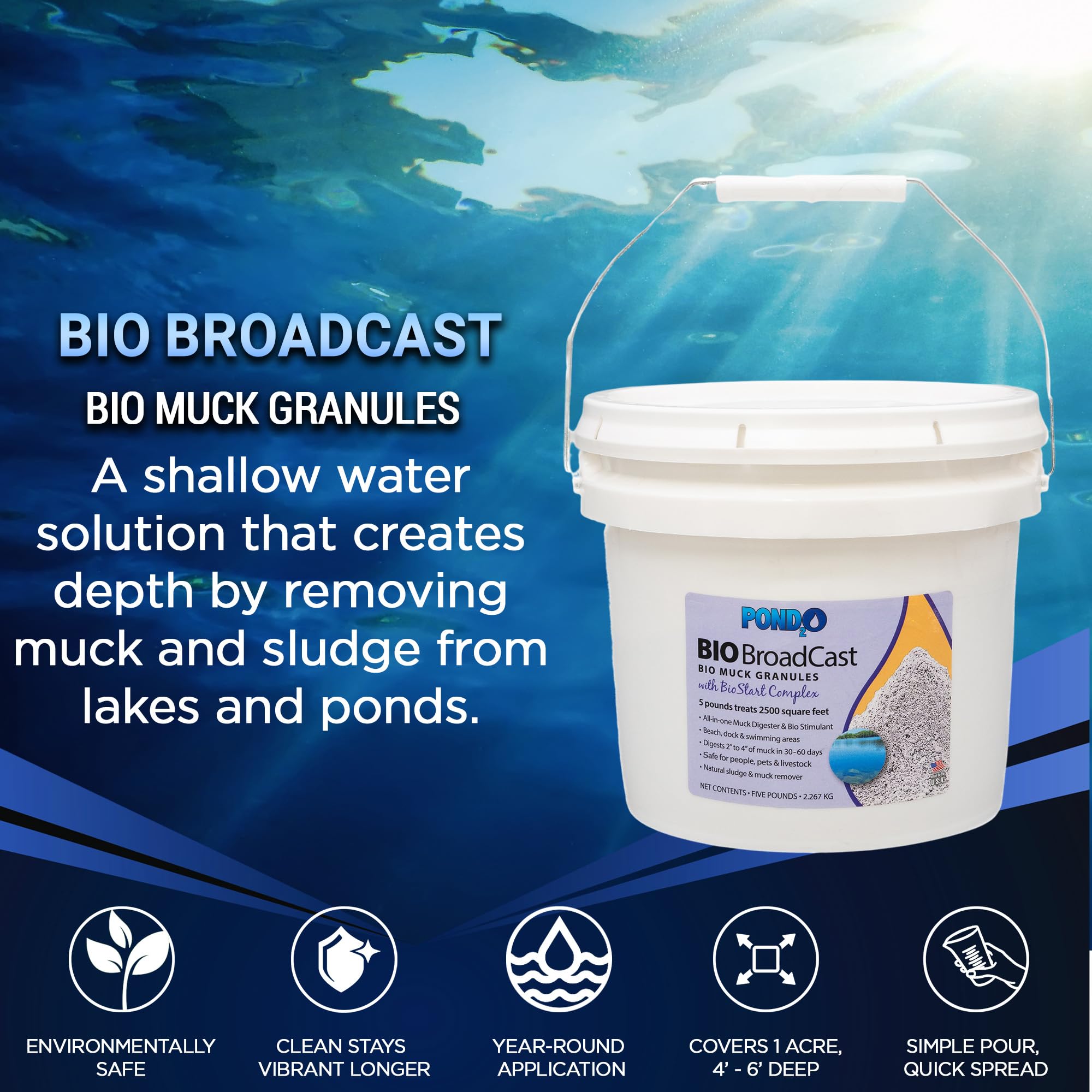 Pond2O granule texture close-up illustrating fast-acting biological action