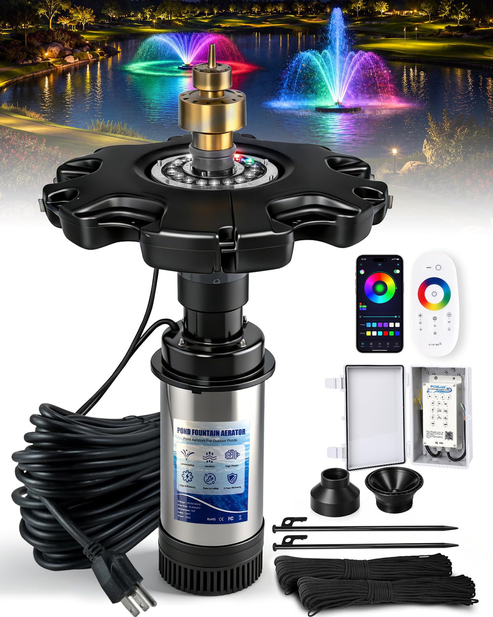 Pondvita front view of floating aerator showing stable platform and spray benefit