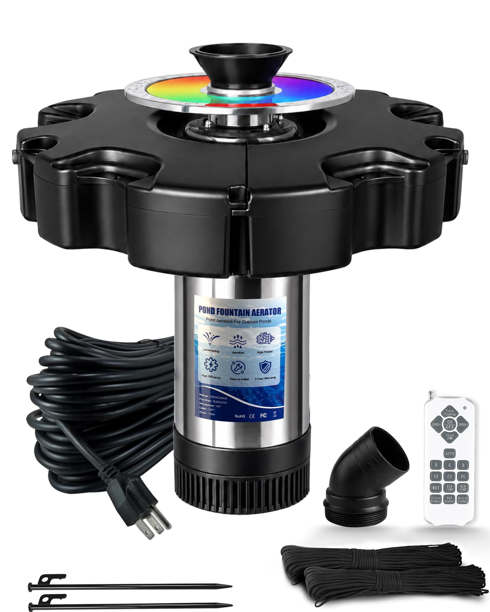Pondvita front view of floating aerator showcasing design and performance benefits