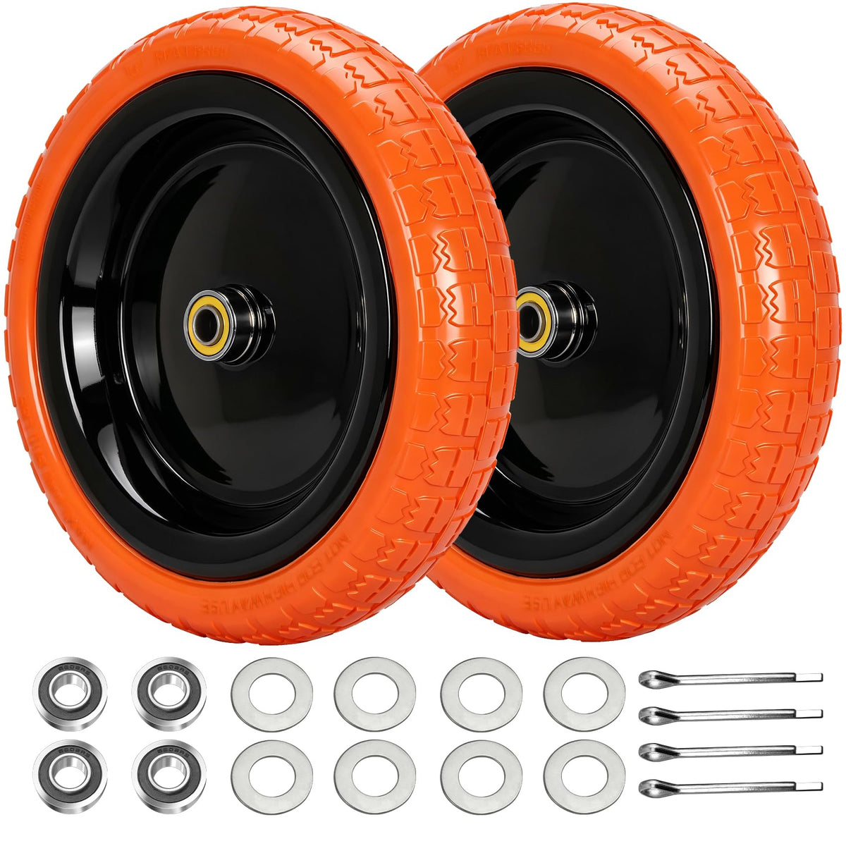 Pontuss front view of 13-inch flat free wheel showing full profile and fit