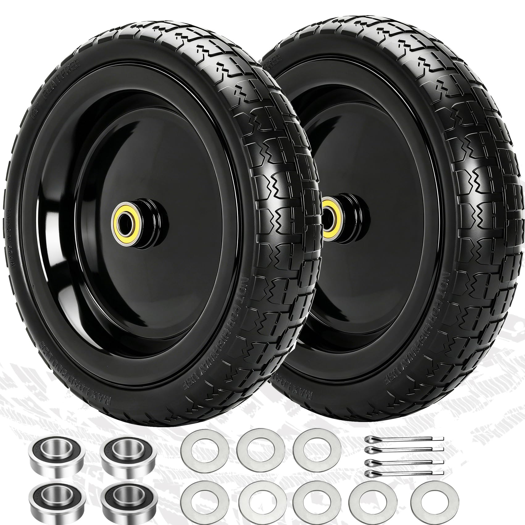 Pontuss 13-inch wheel front view showing fit for GOR garden carts and easy swap-in