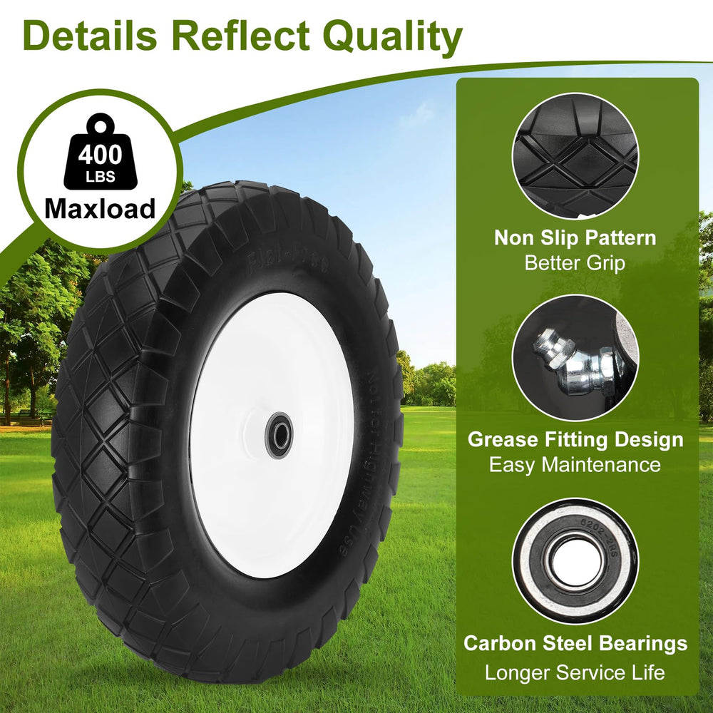 Pontuss wheel installed on wheelbarrow showing maintenance-free use