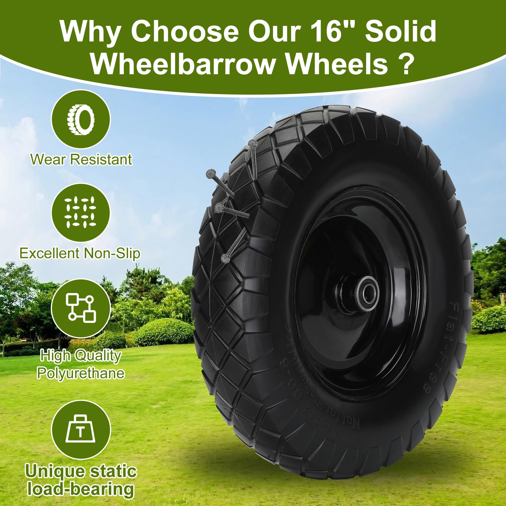 Pontuss installed on wheelbarrow illustrating maintenance-free use outdoors