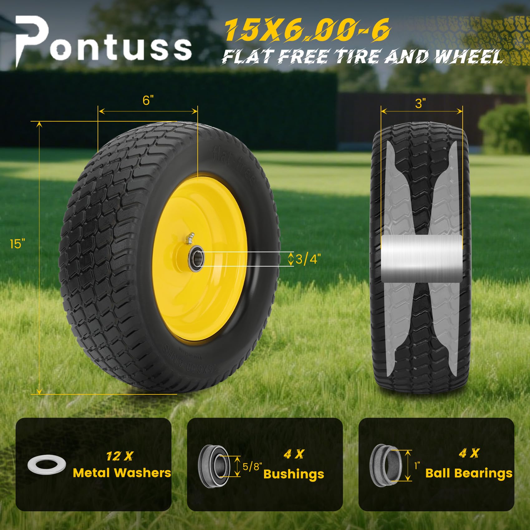 Pontuss rim label and centered 3-inch hub closeup for correct fit confirmation