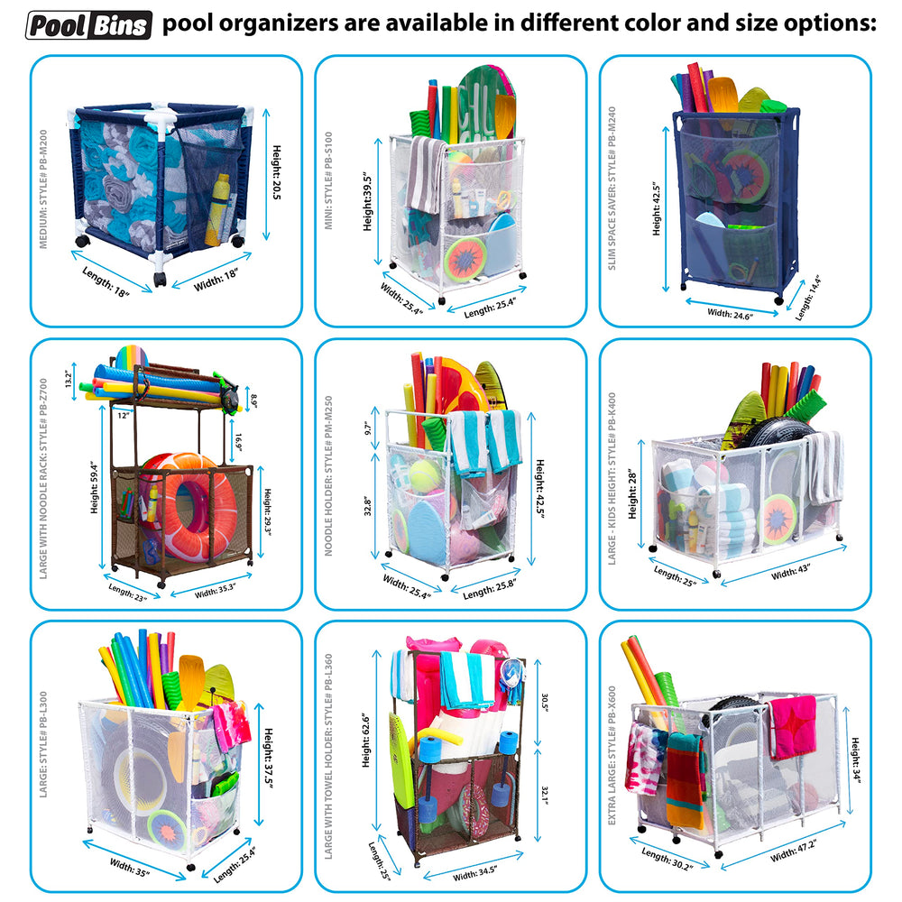 Pool Bins interior view showing roomy mesh area for balls and small gear