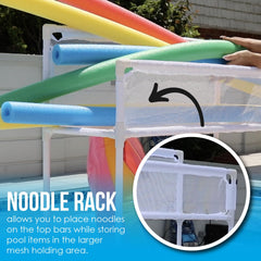Pool Bins caster wheel with lock engaged for stable, secure positioning