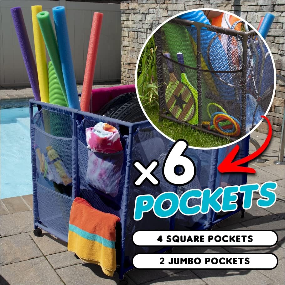 Pool Bins lockable wheels image showing mobility and secured placement benefit