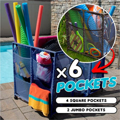 Pool Bins lockable wheels image showing mobility and secured placement benefit