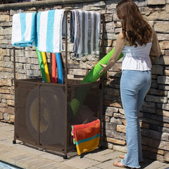 Pool Bins side pockets with goggles and sunscreen offering easy-access small-item storage benefit