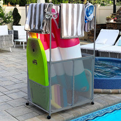 Pool Bins side pockets filled with accessories showing organized small-item benefit