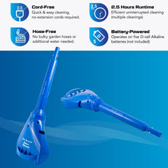POOL BLASTER Aqua Broom XL debris chamber open showing roomy filter capture benefit