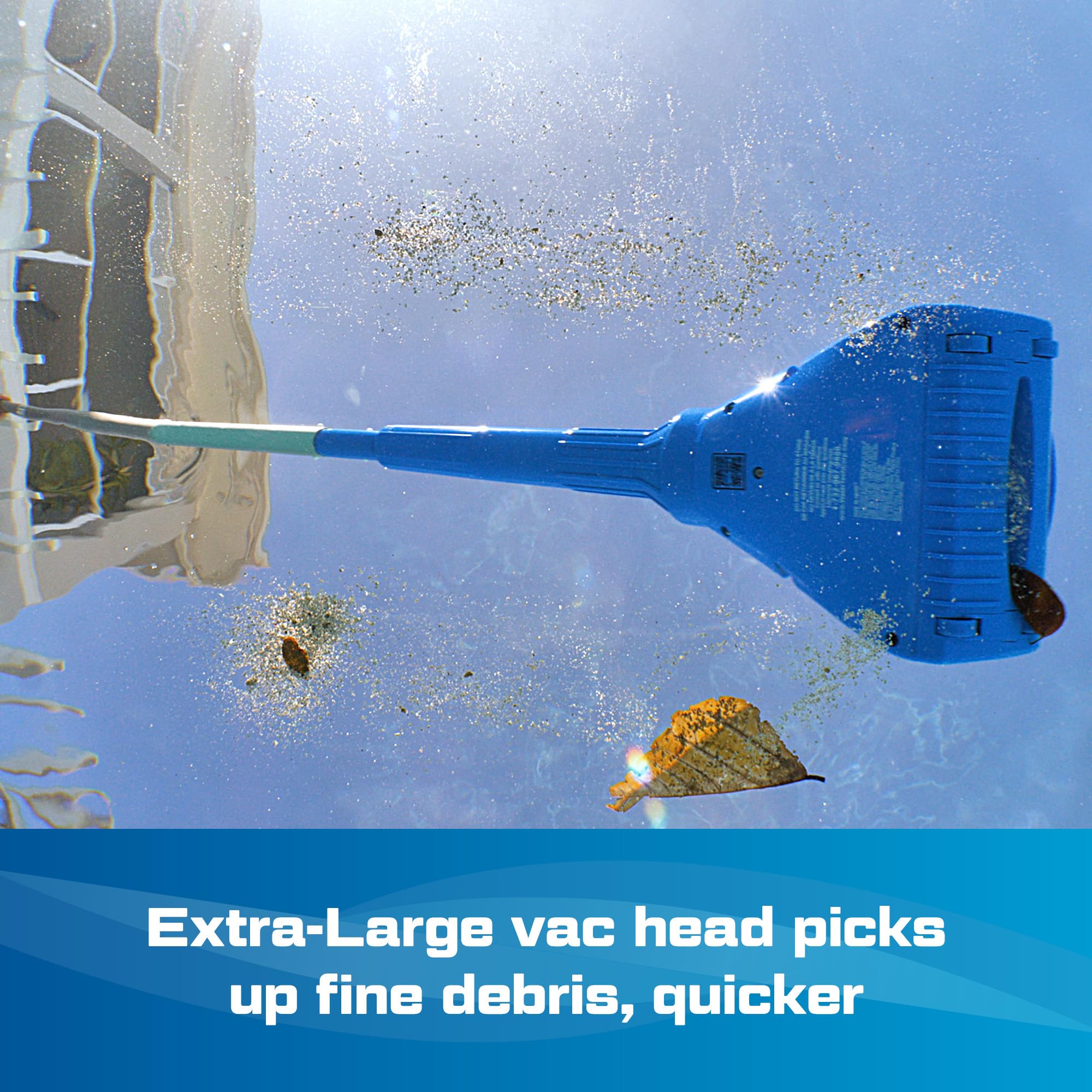 POOL BLASTER Aqua Broom XL held in hand showing lightweight design for comfortable use