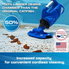 POOL BLASTER Catfish Gen 2 handheld action cleaning a hot tub for fast spot maintenance