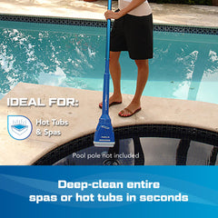POOL BLASTER handle and power switch close-up for easy one-twist operation