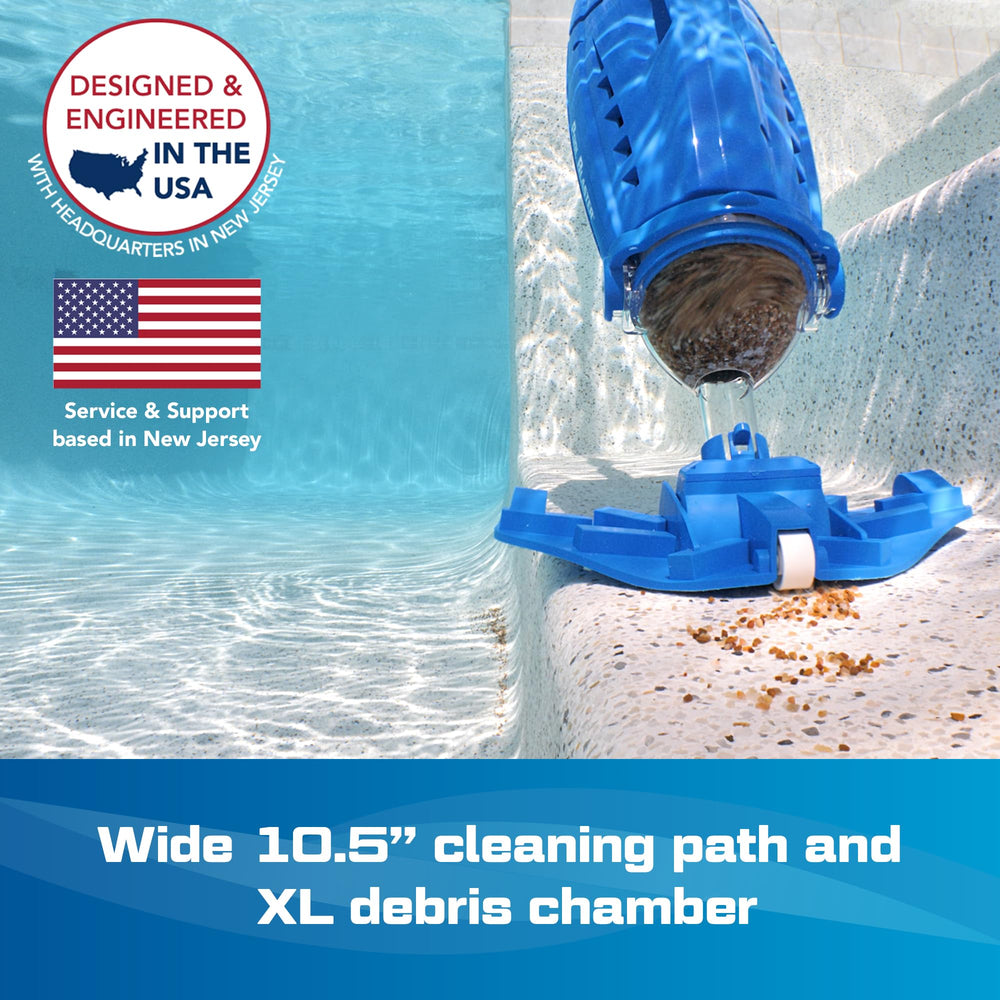 POOL BLASTER handheld vacuum in use removing debris from pool floor