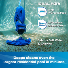 POOL BLASTER Max CG vacuum head detail highlighting wide 12.75-inch cleaning path