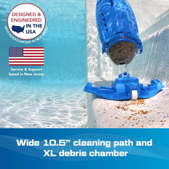 POOL BLASTER five-piece pole assembled to full length for extended reach and control