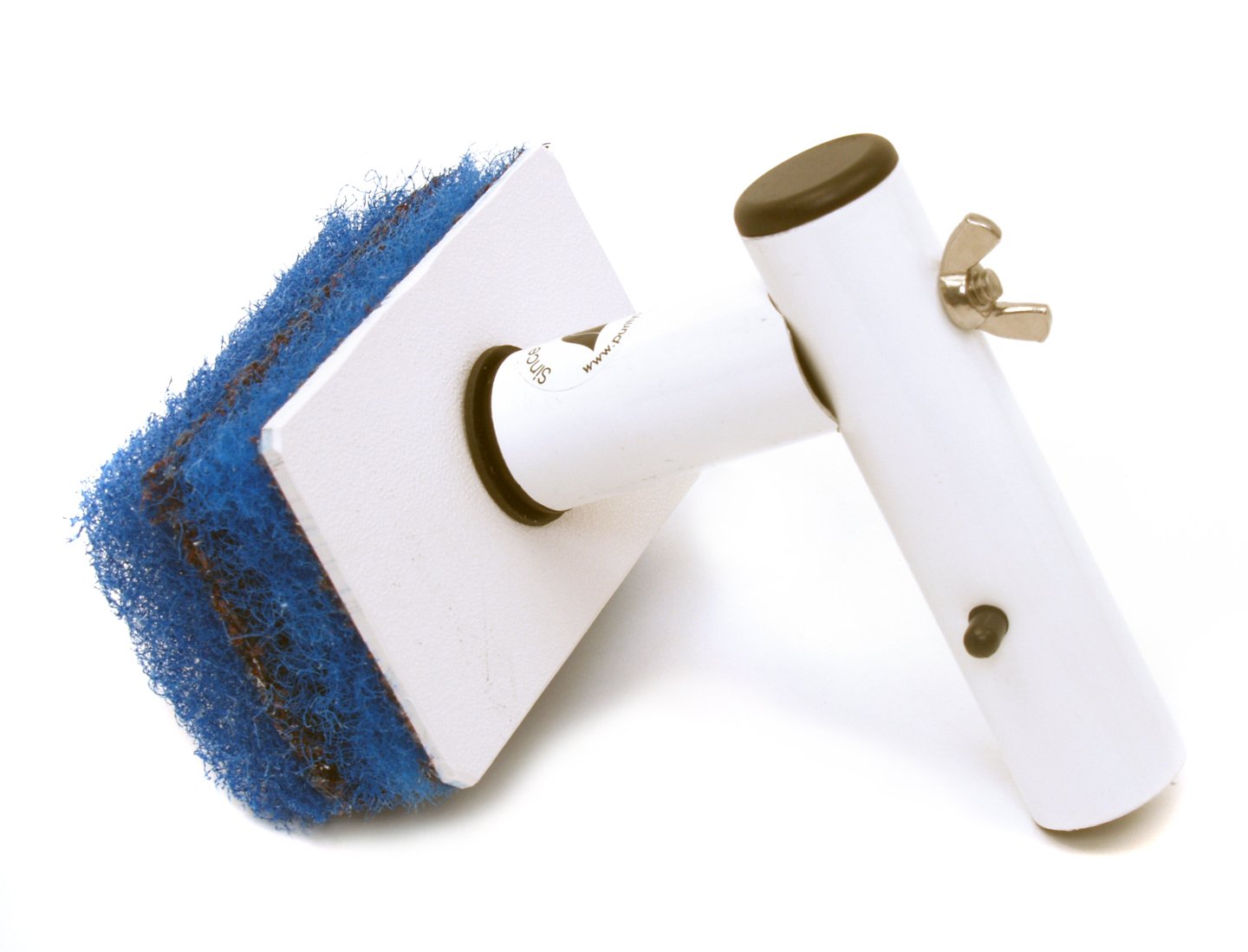 POOL BLASTER TSQC tile scrubber front view showing quick connect and angled head for faster cleaning