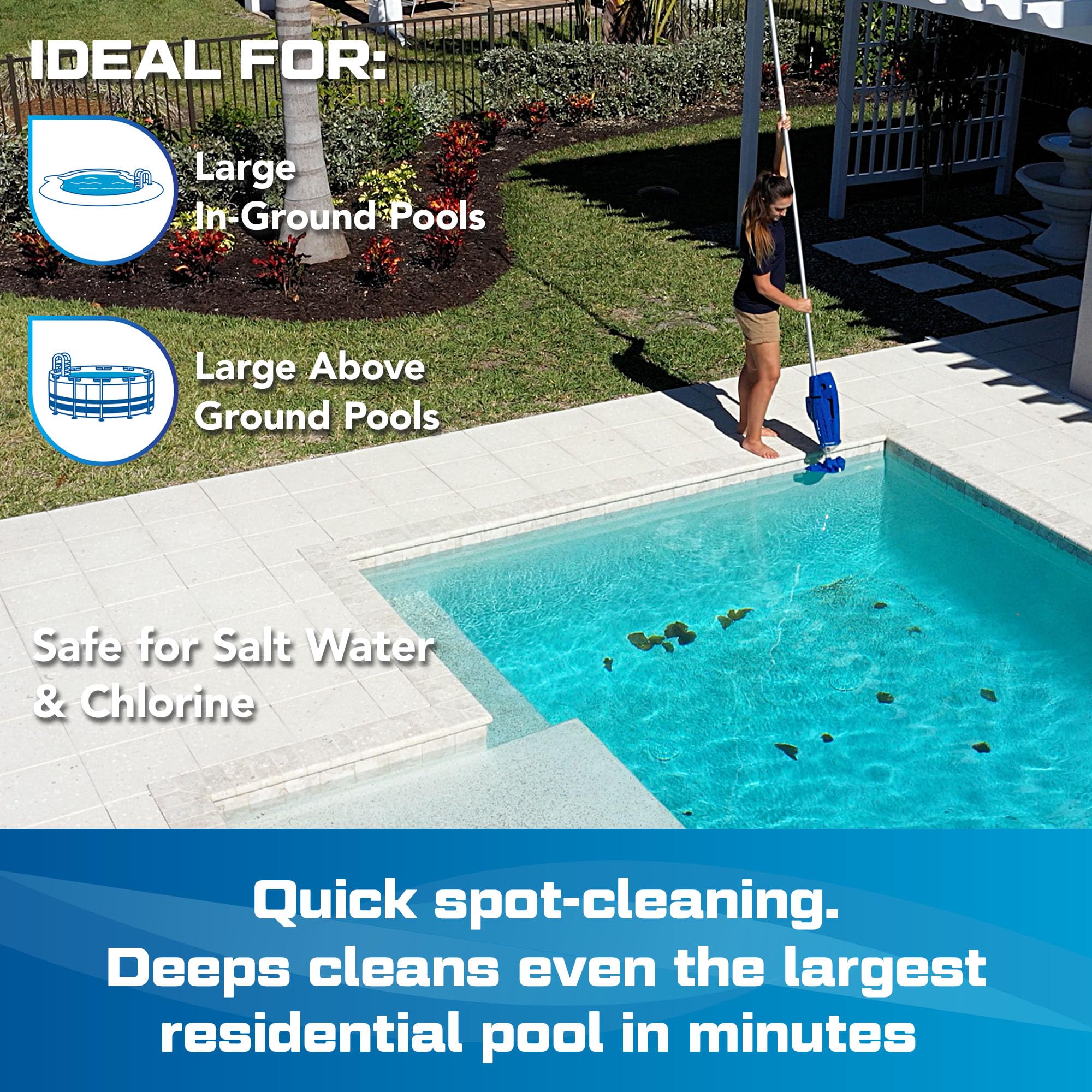 POOL BLASTER close-up of 10.5-inch vac head for wider coverage