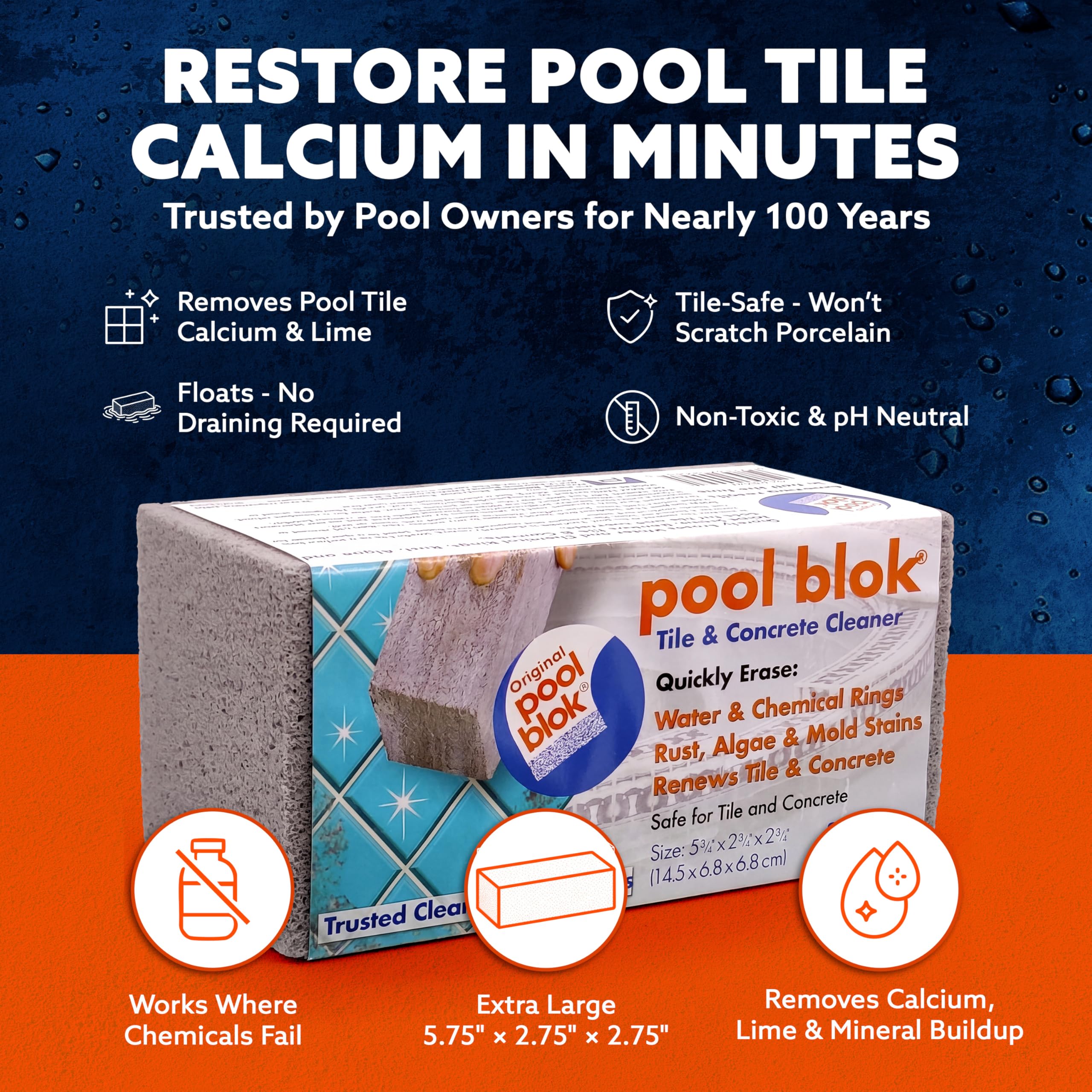 Pool Blok pumie close-up grain texture highlighting abrasive cleaning action