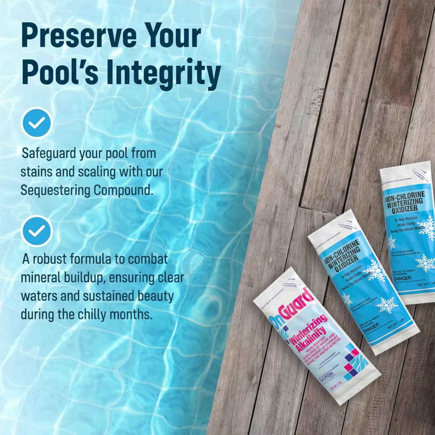 POOL ELEVATE product being added to pool to simplify winterizing