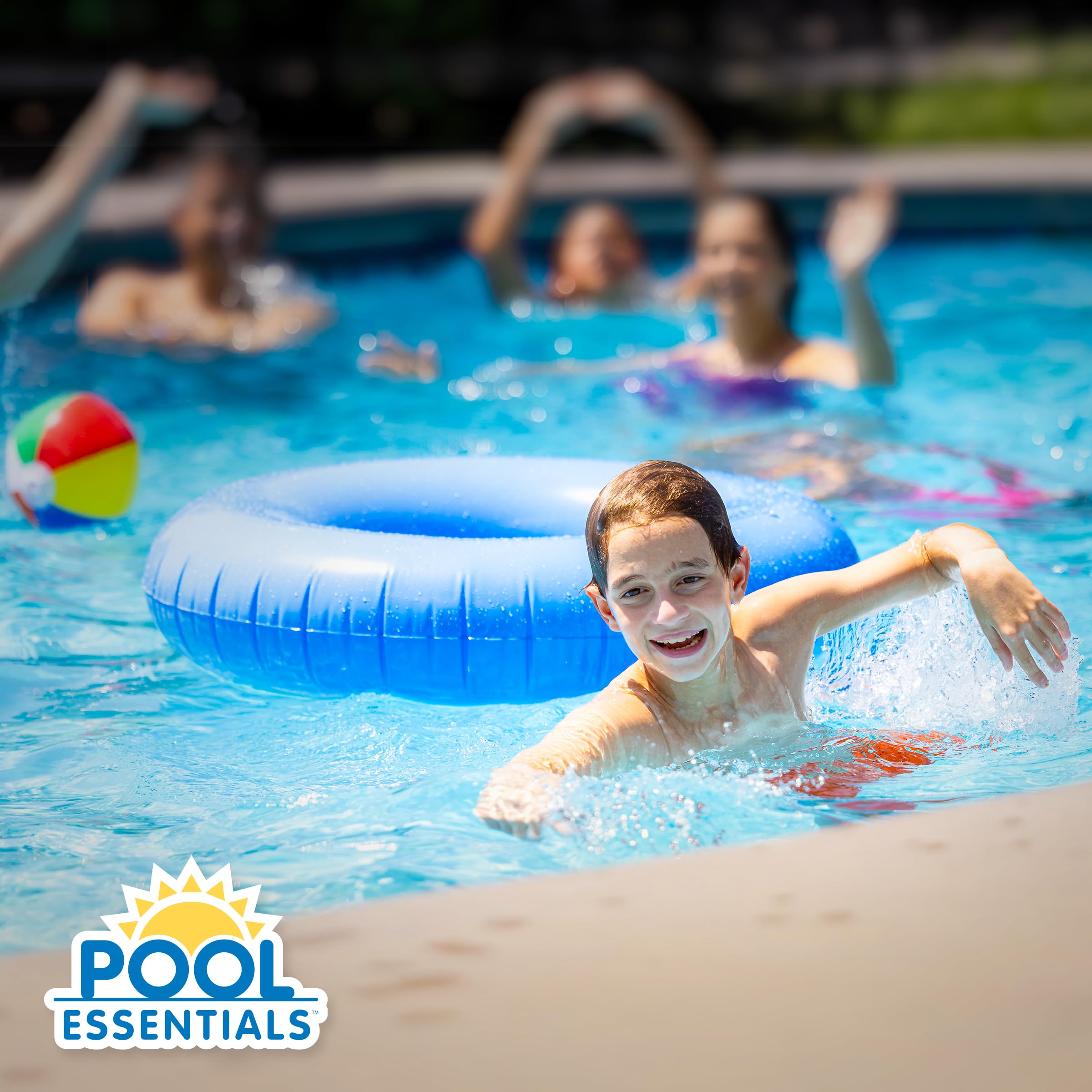 Pool Essentials used in backyard pool illustrating clearer water for swimmers