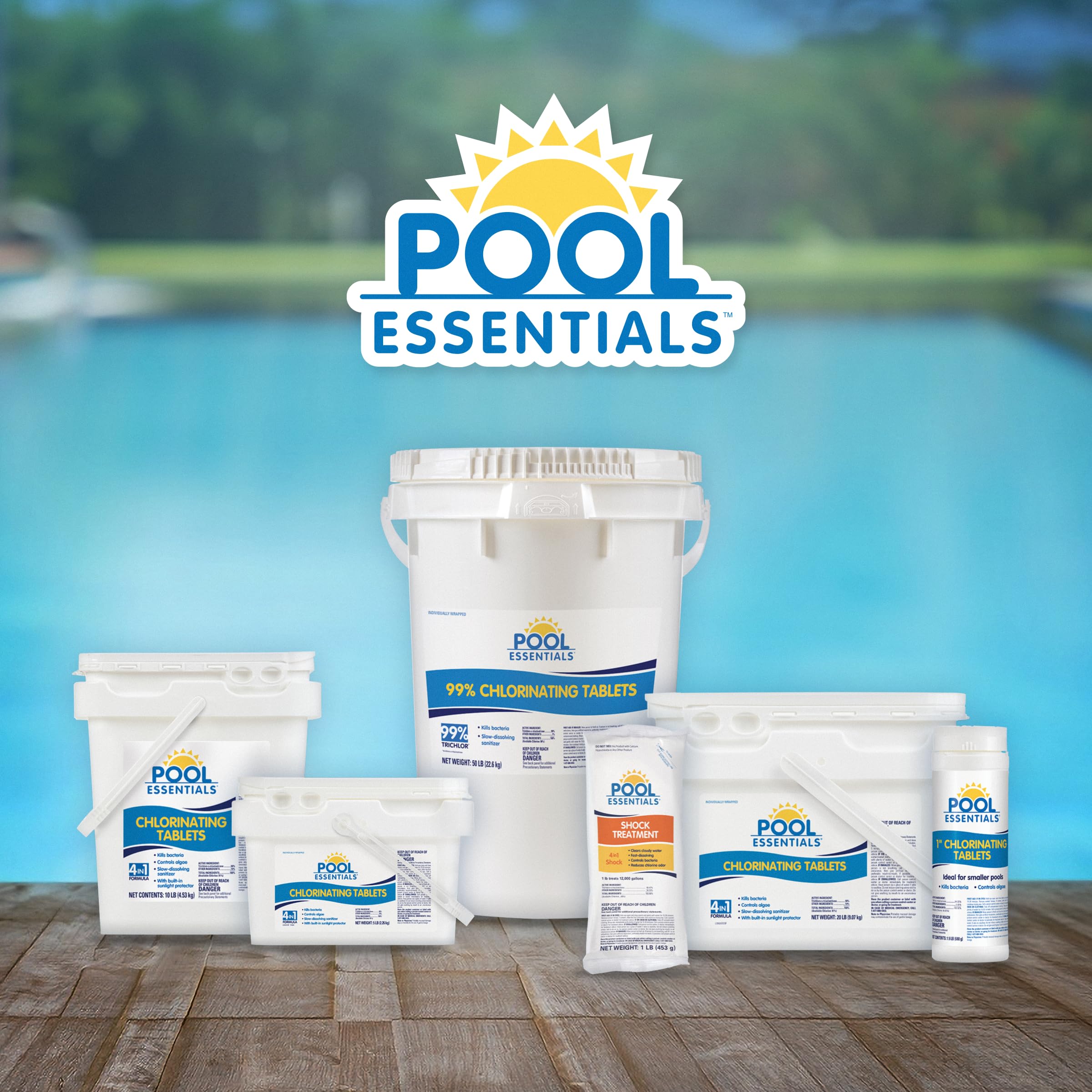 Pool Essentials 1 lb. bag next to ruler showing compact size and easy storage