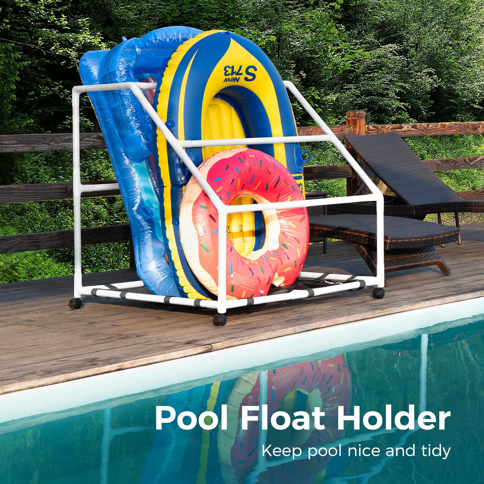 POOL FELLOWS wide base detail highlighting stable, no-weight-needed support