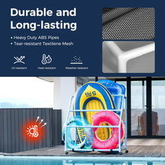 POOL FELLOWS PVC frame close-up showing strong joints and rustproof durability benefit