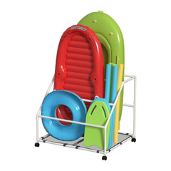 POOL FELLOWS front view of assembled rack showing organized storage and easy access