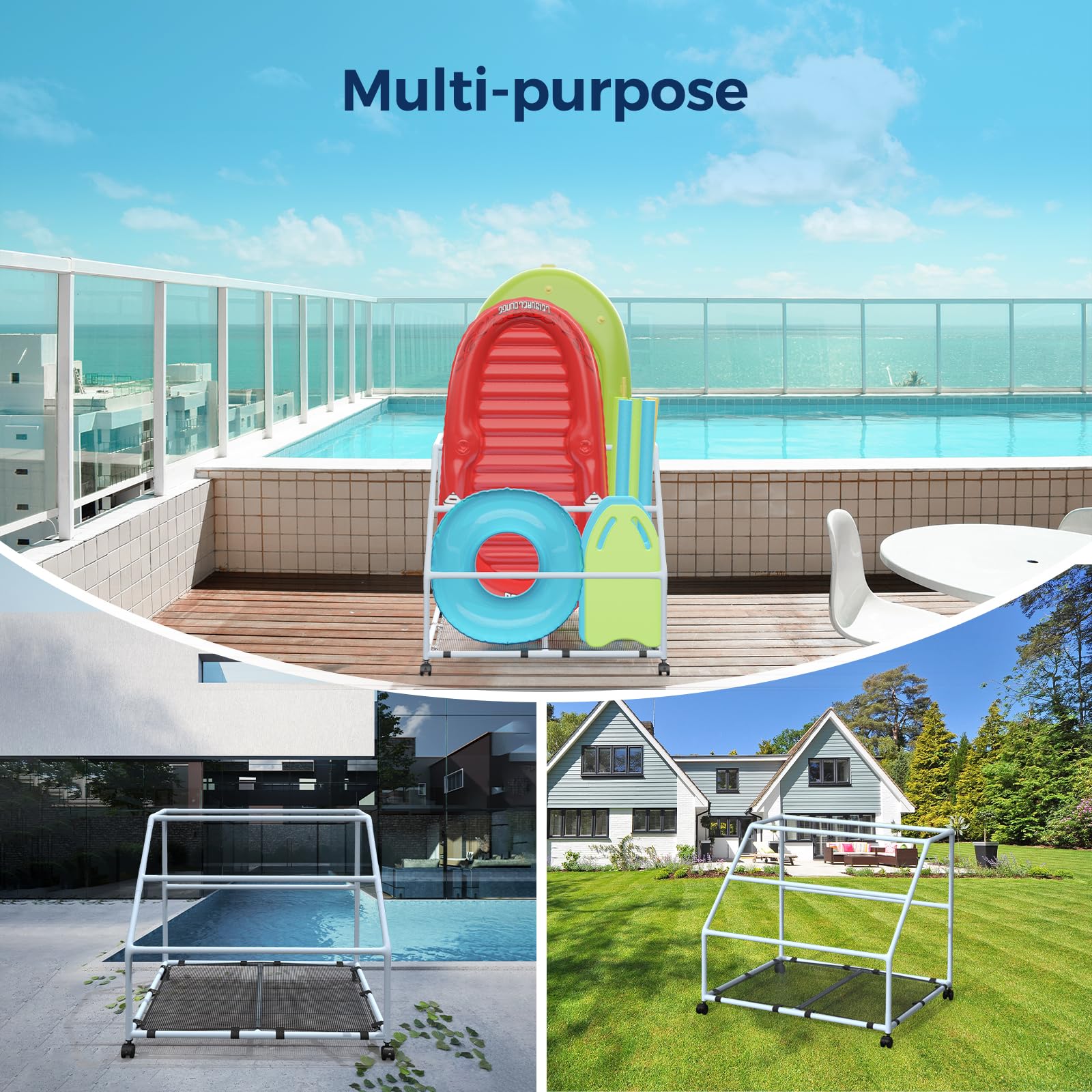 POOL FELLOWS assembly label and included gloves showing simple setup and convenience benefit