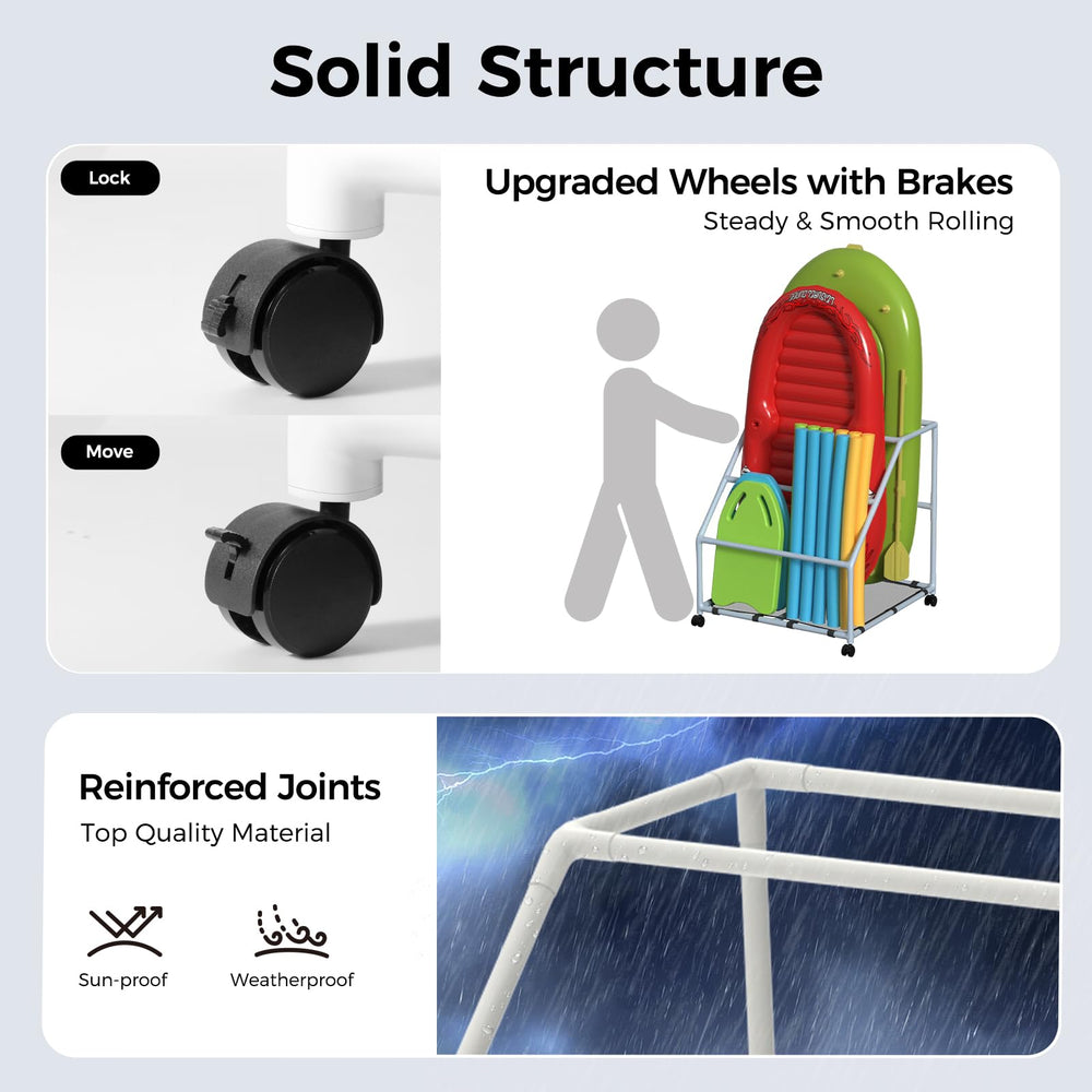 POOL FELLOWS non-cut-off rods detail protecting float seams and giving gentle support