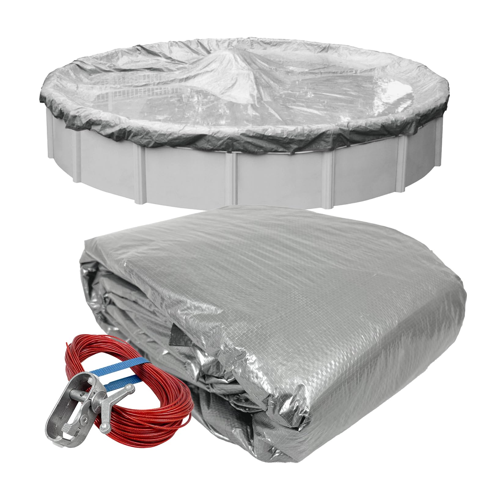 Pool Mate cover front packaging showing model and size, protects seasonally